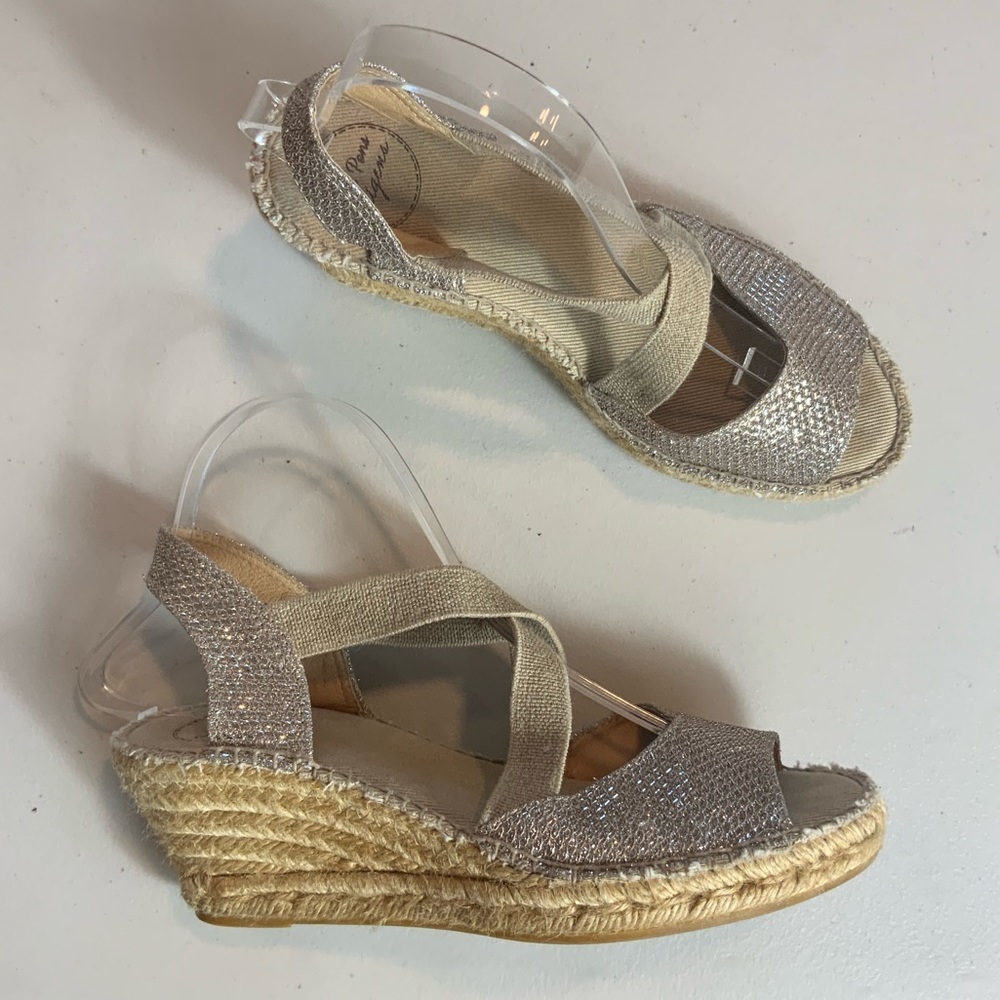 Toni Pons Origins Wedge espadrilles sandals cross top, sling back Size 40/8.5